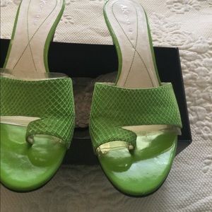 Anne Klein Lime Green open toe mules